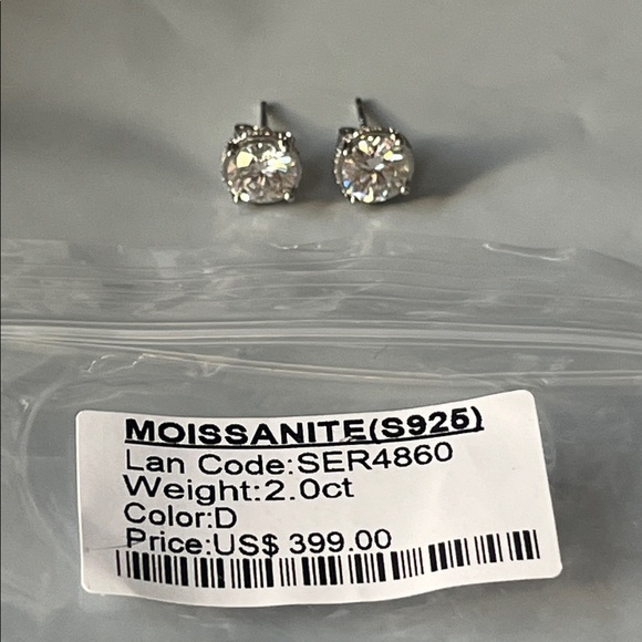2 Carat Moissanite Sterling Silver Earrings-NEW